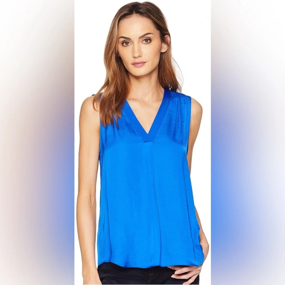 Vince Camuto V-Neck Rumple Sleeveless Blouse XXS
